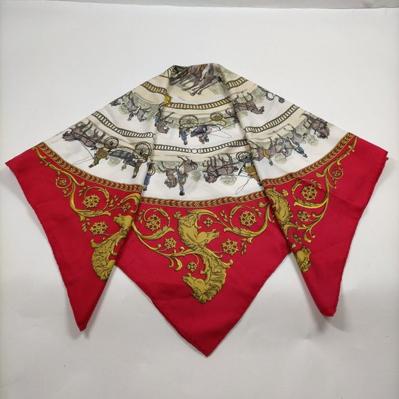Hermes scarf Carre 90 Reds Silk100% Ledoux - Picture 4 of 11